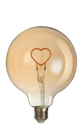 Led Lampe In Box Herz Glas Gelb/Gold E27